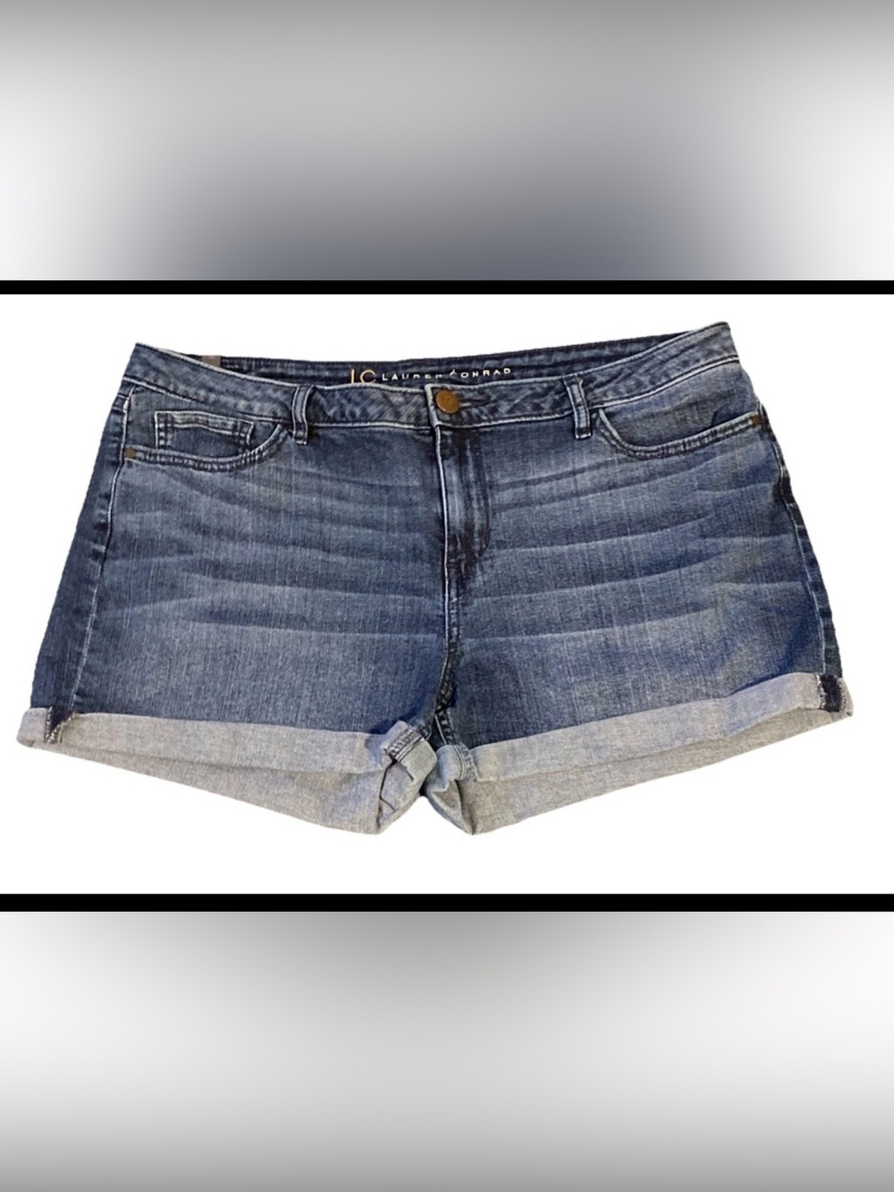 LC Lauren Conrad Medium Blue Rolled Cuff Denim Shorts